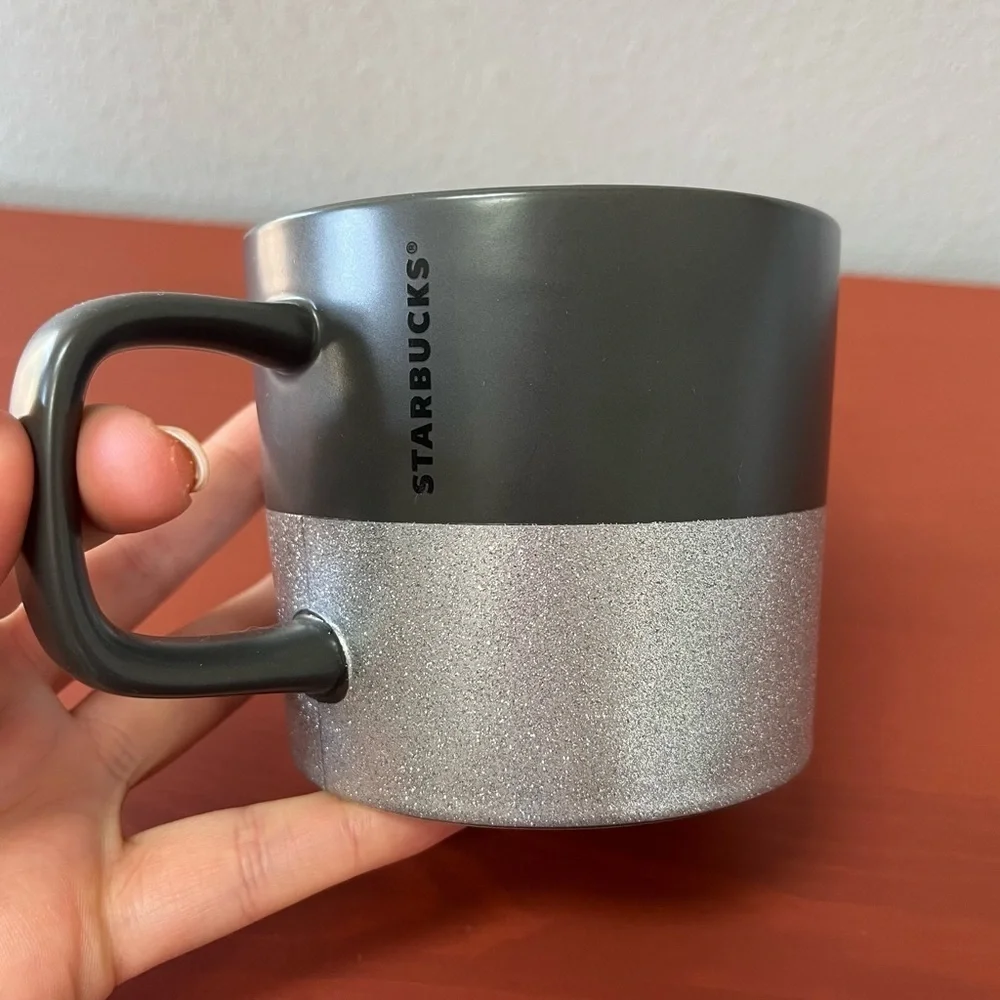 Starbucks Collectible Matte Charcoal Gray Silver Glitter Coffee Tea Mug 2018